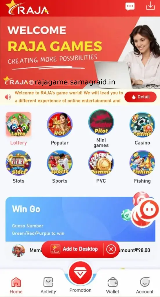 Raja Game Dashboard